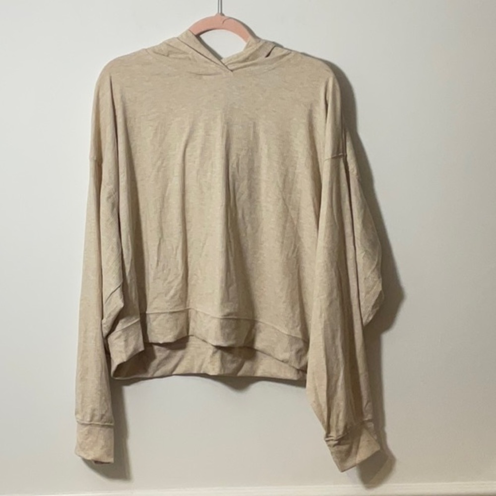 Ideology Lightweight V-Neck Hoodie in Beige